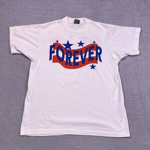 Fruit of the Loom Best Forever USA Flag Graphic T-Shirt Mens Large White Cotton